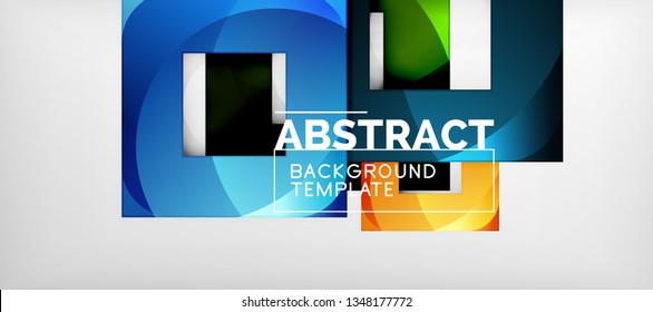 Background with color squares composition, modern geometric abstraction design for poster, cover, branding or banner. Vector