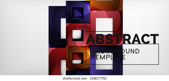 Fondo con composición de cuadrados de color, diseño de abstracción geométrica moderno para afiches, portada, marca o banner. Vector