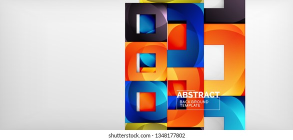 Fondo con composición de cuadrados de color, diseño de abstracción geométrica moderno para afiches, portada, marca o banner. Vector