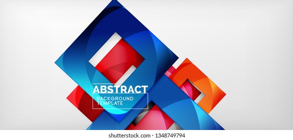 Background with color squares composition, modern geometric abstraction design for poster, cover, branding or banner. Vector