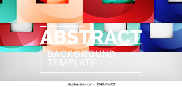 Background with color squares composition, modern geometric abstraction design for poster, cover, branding or banner. Vector