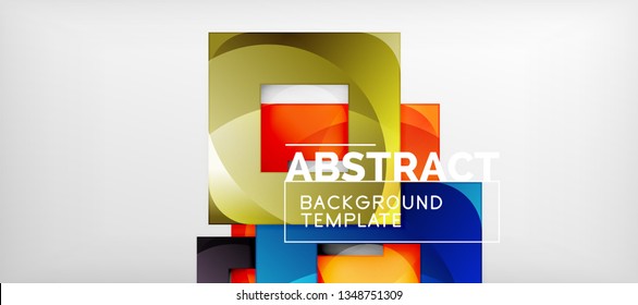 Background with color squares composition, modern geometric abstraction design for poster, cover, branding or banner. Vector
