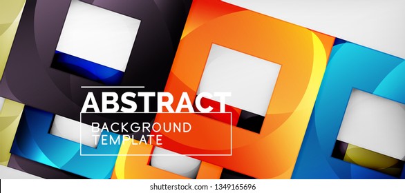 Fondo con composición de cuadrados de color, diseño de abstracción geométrica moderno para afiches, portada, marca o banner. Vector