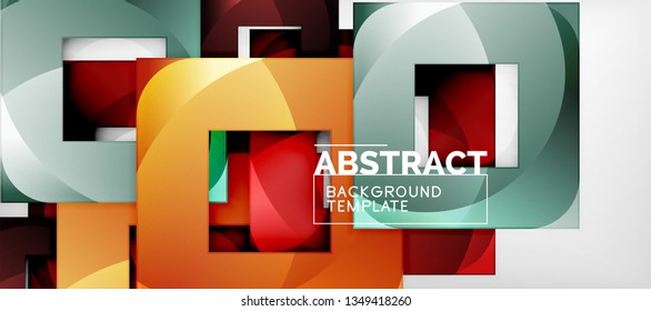 Hintergrund mit Farbquadratkomposition, modernem geometrischem Abstraktionsdesign für Poster, Deckel, Branding oder Banner. Vektorgrafik