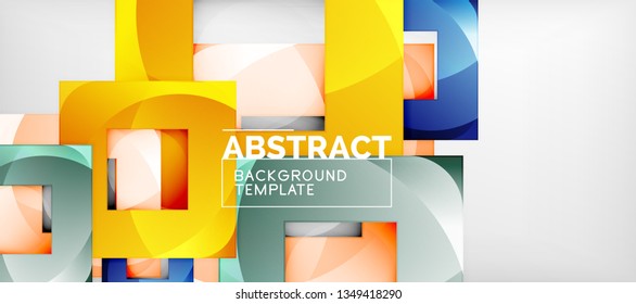 Fondo con composición de cuadrados de color, diseño de abstracción geométrica moderno para afiches, portada, marca o banner. Vector