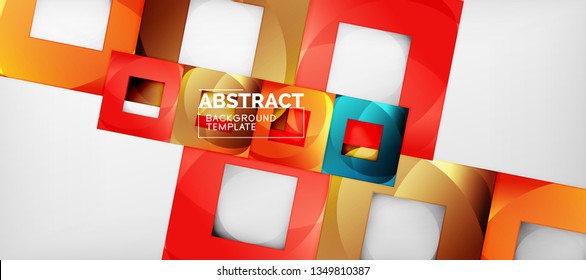 Fondo con composición de cuadrados de color, diseño de abstracción geométrica moderno para afiches, portada, marca o banner. Vector