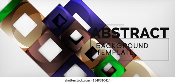 Fondo con composición de cuadrados de color, diseño de abstracción geométrica moderno para afiches, portada, marca o banner. Vector