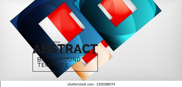 Fondo con composición de cuadrados de color, diseño de abstracción geométrica moderno para afiches, portada, marca o banner. Vector