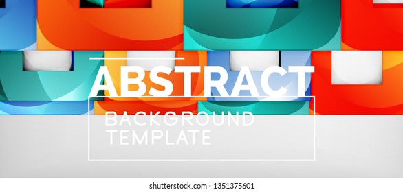 Background with color squares composition, modern geometric abstraction design for poster, cover, branding or banner. Vector
