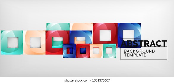 Hintergrund mit Farbquadratkomposition, modernem geometrischem Abstraktionsdesign für Poster, Deckel, Branding oder Banner. Vektorgrafik
