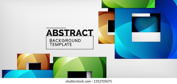 Background with color squares composition, modern geometric abstraction design for poster, cover, branding or banner. Vector