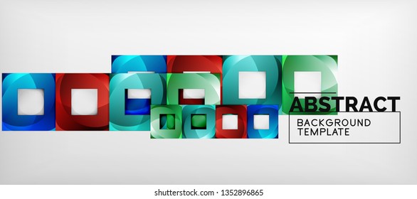 Hintergrund mit Farbquadratkomposition, modernem geometrischem Abstraktionsdesign für Poster, Deckel, Branding oder Banner. Vektorgrafik