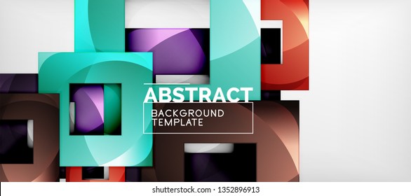 Background with color squares composition, modern geometric abstraction design for poster, cover, branding or banner. Vector