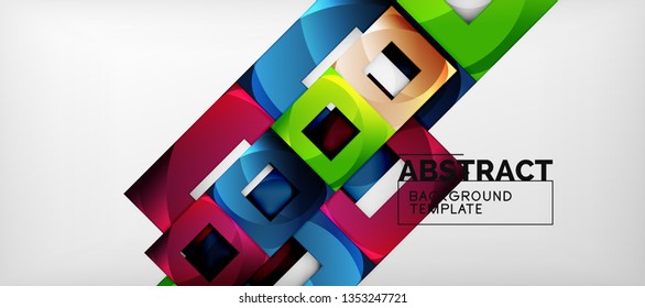 Fondo con composición de cuadrados de color, diseño de abstracción geométrica moderno para afiches, portada, marca o banner. Vector
