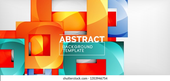 Fondo con composición de cuadrados de color, diseño de abstracción geométrica moderno para afiches, portada, marca o banner. Vector