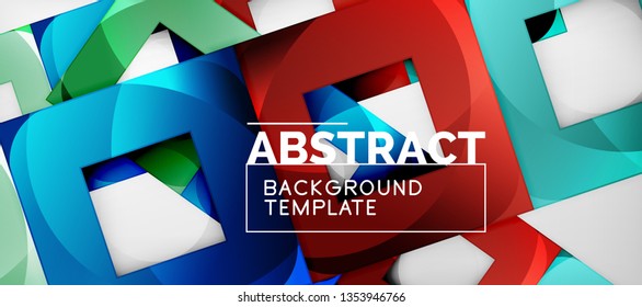 Fundo com composição de quadrados de cor, design moderno de abstração geométrica para cartaz, capa, marca ou banner. Vetor