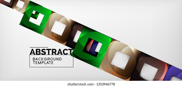 Fondo con composición de cuadrados de color, diseño de abstracción geométrica moderno para afiches, portada, marca o banner. Vector