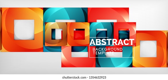 Background with color squares composition, modern geometric abstraction design for poster, cover, branding or banner. Vector
