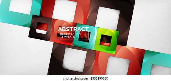 Background with color squares composition, modern geometric abstraction design for poster, cover, branding or banner. Vector