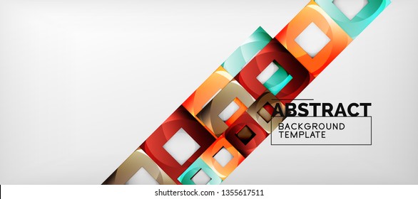 Background with color squares composition, modern geometric abstraction design for poster, cover, branding or banner. Vector