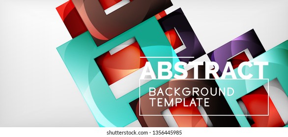 Background with color squares composition, modern geometric abstraction design for poster, cover, branding or banner. Vector
