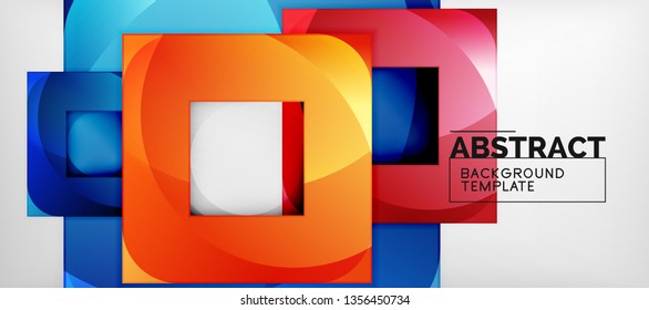 Background with color squares composition, modern geometric abstraction design for poster, cover, branding or banner. Vector
