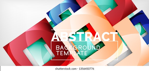 Background with color squares composition, modern geometric abstraction design for poster, cover, branding or banner. Vector