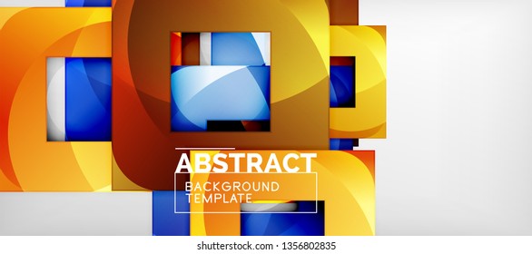 Fondo con composición de cuadrados de color, diseño de abstracción geométrica moderno para afiches, portada, marca o banner. Vector