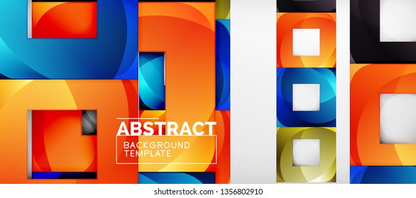 Background with color squares composition, modern geometric abstraction design for poster, cover, branding or banner. Vector