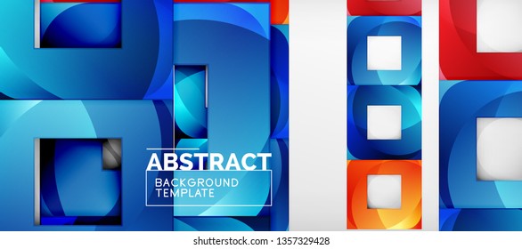 Background with color squares composition, modern geometric abstraction design for poster, cover, branding or banner. Vector