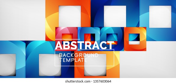 Background with color squares composition, modern geometric abstraction design for poster, cover, branding or banner. Vector
