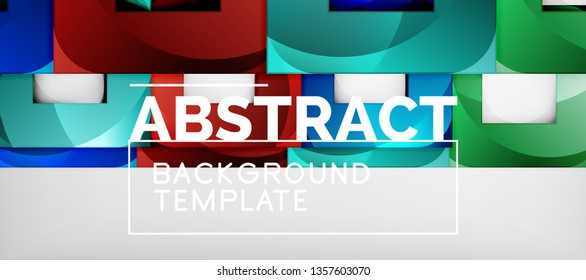 Background with color squares composition, modern geometric abstraction design for poster, cover, branding or banner. Vector