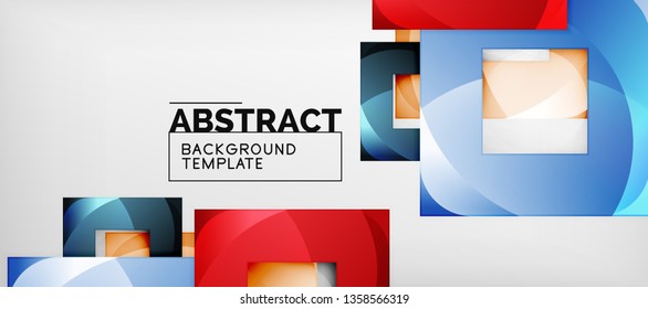 Hintergrund mit Farbquadratkomposition, modernem geometrischem Abstraktionsdesign für Poster, Deckel, Branding oder Banner. Vektorgrafik
