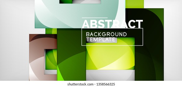 Hintergrund mit Farbquadratkomposition, modernem geometrischem Abstraktionsdesign für Poster, Deckel, Branding oder Banner. Vektorgrafik
