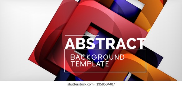 Background with color squares composition, modern geometric abstraction design for poster, cover, branding or banner. Vector