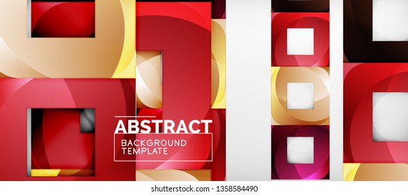 Fondo con composición de cuadrados de color, diseño de abstracción geométrica moderno para afiches, portada, marca o banner. Vector