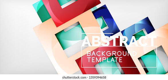Background with color squares composition, modern geometric abstraction design for poster, cover, branding or banner. Vector