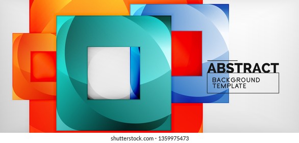 Background with color squares composition, modern geometric abstraction design for poster, cover, branding or banner. Vector