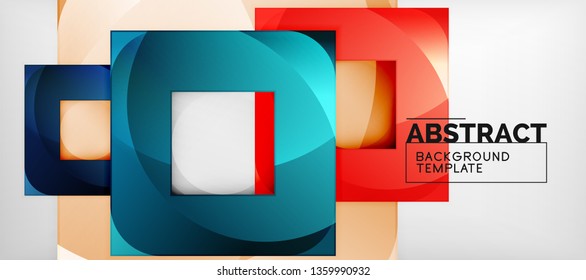 Background with color squares composition, modern geometric abstraction design for poster, cover, branding or banner. Vector