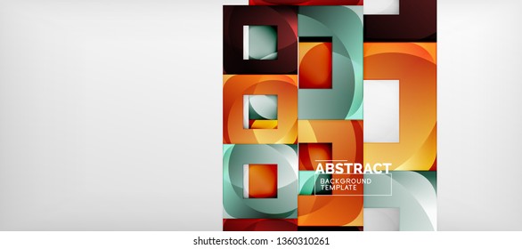 Background with color squares composition, modern geometric abstraction design for poster, cover, branding or banner. Vector