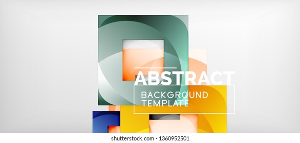 Background with color squares composition, modern geometric abstraction design for poster, cover, branding or banner. Vector