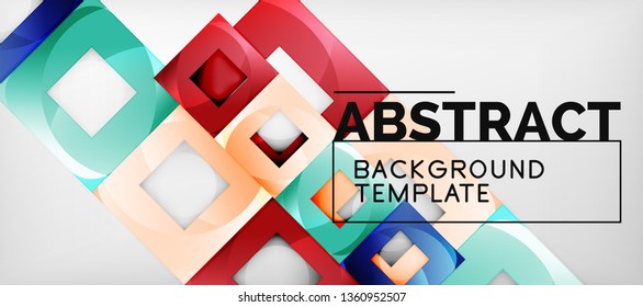 Fondo con composición de cuadrados de color, diseño de abstracción geométrica moderno para afiches, portada, marca o banner. Vector