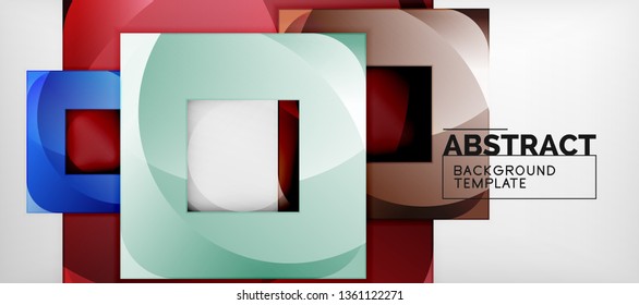 Background with color squares composition, modern geometric abstraction design for poster, cover, branding or banner. Vector