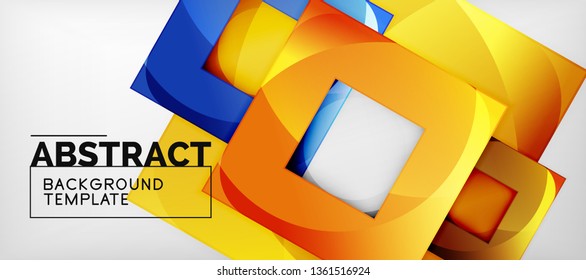 Fondo con composición de cuadrados de color, diseño de abstracción geométrica moderno para afiches, portada, marca o banner. Vector