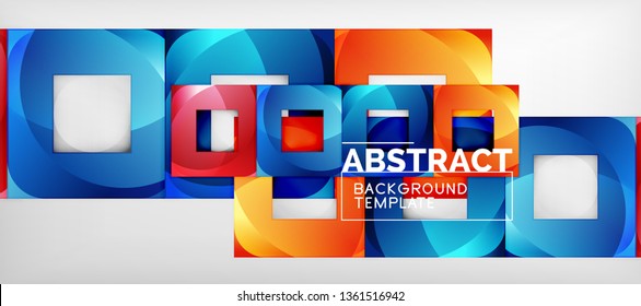 Background with color squares composition, modern geometric abstraction design for poster, cover, branding or banner. Vector