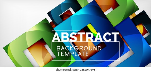 Fondo con composición de cuadrados de color, diseño de abstracción geométrica moderno para afiches, portada, marca o banner. Vector