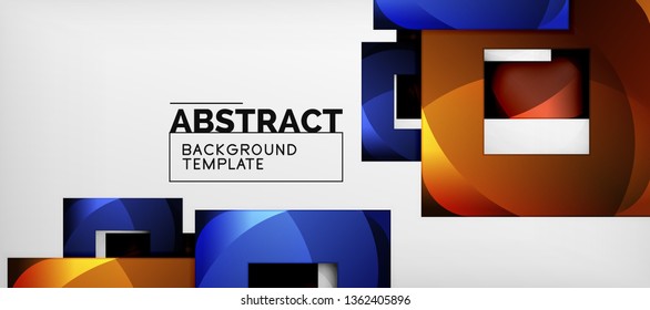 Hintergrund mit Farbquadratkomposition, modernem geometrischem Abstraktionsdesign für Poster, Deckel, Branding oder Banner. Vektorgrafik