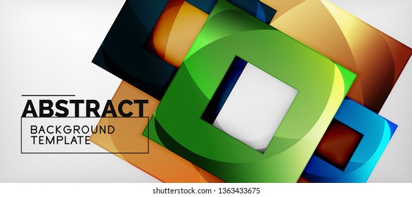 Background with color squares composition, modern geometric abstraction design for poster, cover, branding or banner. Vector