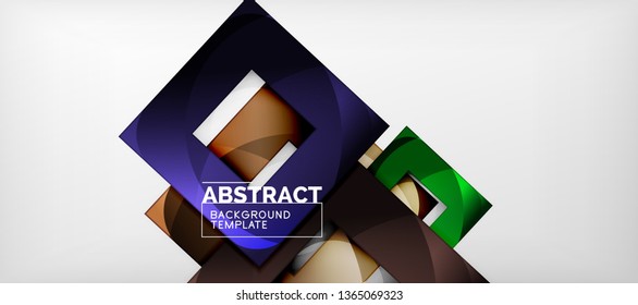Background with color squares composition, modern geometric abstraction design for poster, cover, branding or banner. Vector