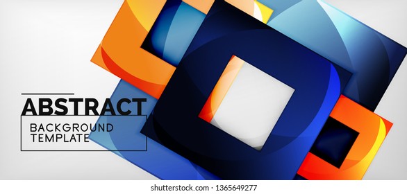Fondo con composición de cuadrados de color, diseño de abstracción geométrica moderno para afiches, portada, marca o banner. Vector